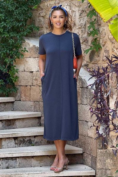 Nevin Kaya Moda Anthracite Modal Dress