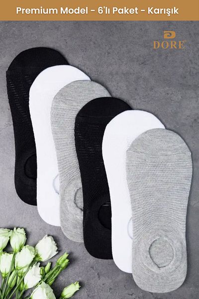 Dore Original Women 6 Pairs Premium Casual Sports Shoes Sneaker Seamless Invisible Solid Color Booties Socks