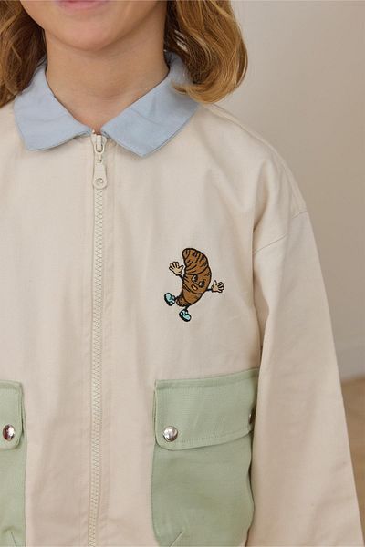 Tics Embroidery Detailed Jacket - Blue Collar