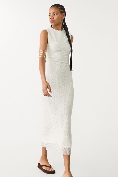 Stradivarius Lace-trimmed midi dress ADHA