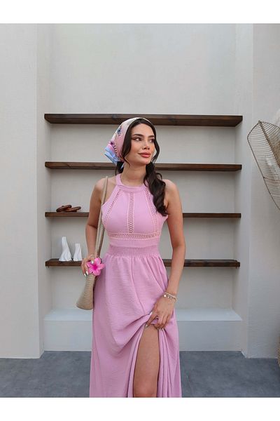 ESRAHELVACI Ροζ φόρεμα με χαμηλή πλάτη