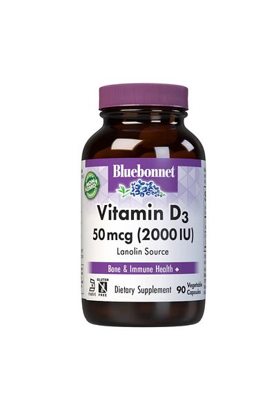 Bluebonnet Nutrition Vitamin D3 2000 IU (50 mcg) – 90 Vegetable Capsules