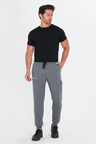 Marco Ferry Men's Cotton Cargo Pocket Sweatpants Anthracite Melange 5821-A