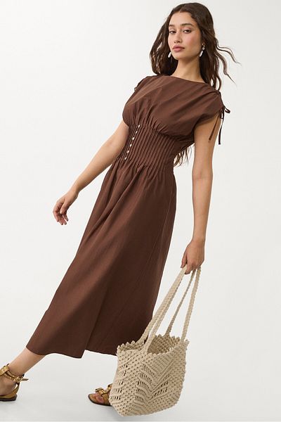 Stradivarius Midi dress with pleats ADHA