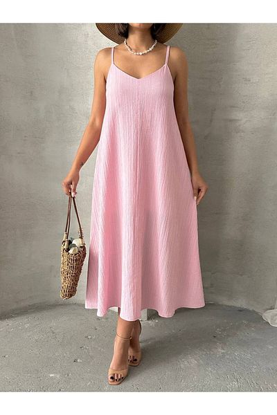İLKCET MODA Casual γυναικείο φόρεμα με εσωτερική γραμμή και ρυθμιζόμενο λουράκι