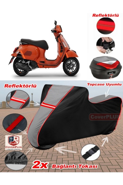 CoverPlus Vespa Gts 300 Super Sport Tarpaulin Topcase Compatible Motorcycle T...