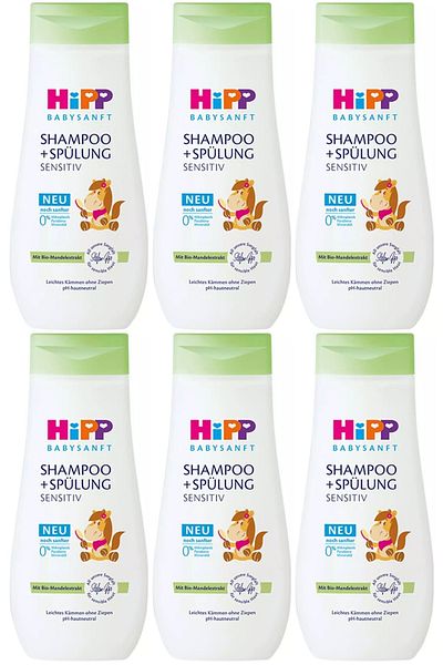 Hipp Babysanft Children's Shampoo (Shampoo + Spülung) Sensitive 200ml (Set of 6)