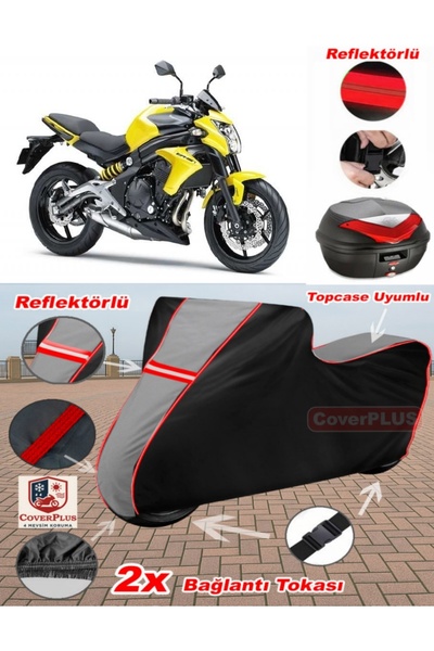 CoverPlus Kawasaki ER-6 N Tarpaulin Topcase متوافق مع القماش المشمع للدراجات ...