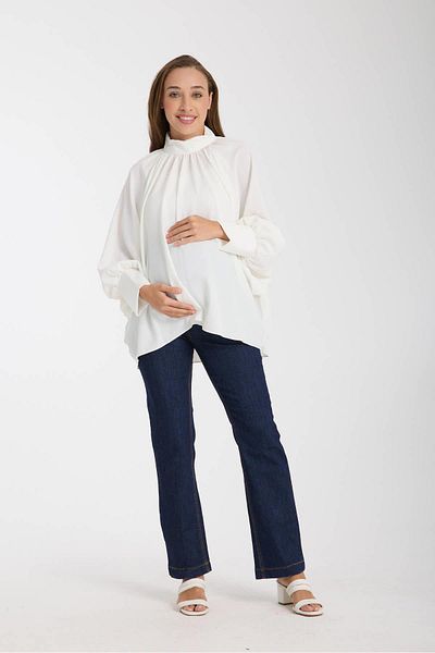 Işşıl Işşil 2444-Judge Collar Bat Pregnant Women Chiffon Blouse-Tunic