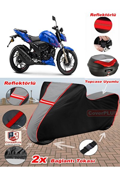 CoverPlus غطاء علوي من القماش المشمع للدراجات النارية متوافق مع TVS Apache RT...