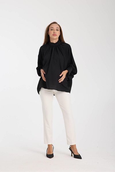 Işşıl Işşil 2444-Judge Collar Bat Pregnant Women Chiffon Blouse-Tunic