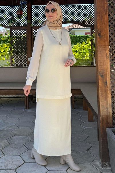 Rabia Şamlı Εσώρουχο Σετ Φούστα Εκρού