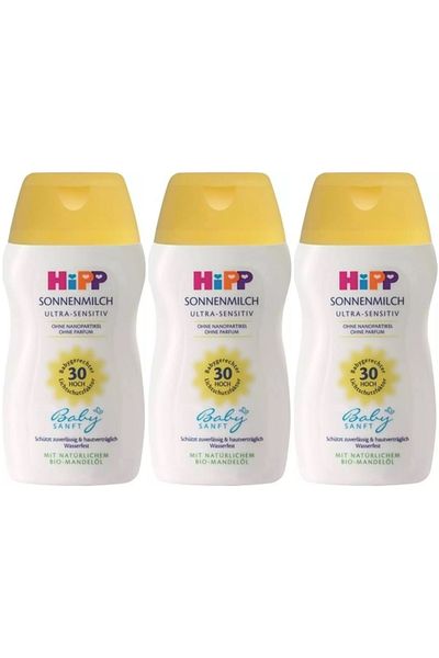 Hipp Babysanft Sun Cream - Sonnen Gesıchtscreme for Face 30 Factor Ultra Sensitive 50ml (Set of 3)