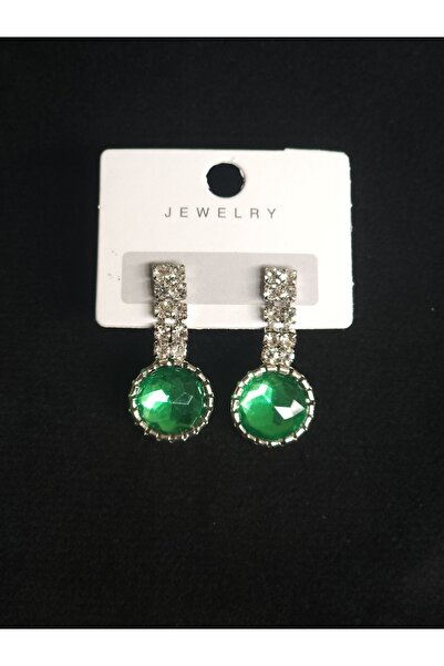 Avcıoğlu Aksesuar أقراط نسائية 2 صفوف مستديرة متدلية كريستال الزركون حجر فضة ...