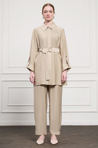 Nuss Belt Detail Trouser Suit 1050 Mink