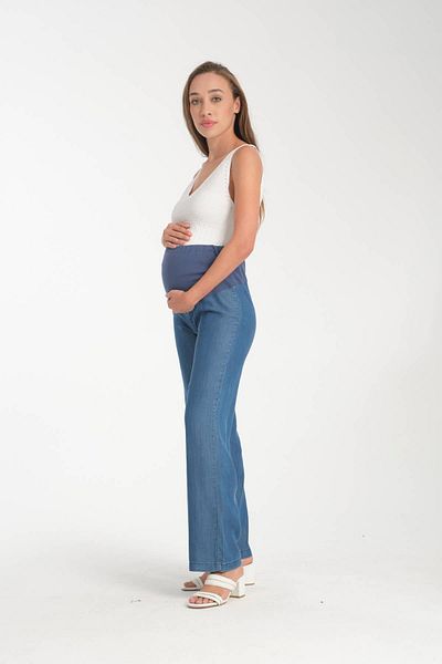 LİYACA GRAVIDĂ BURTĂ BANDĂ TALIE REGLABILĂ LYOCELL PANTALONI PICIOR LARG