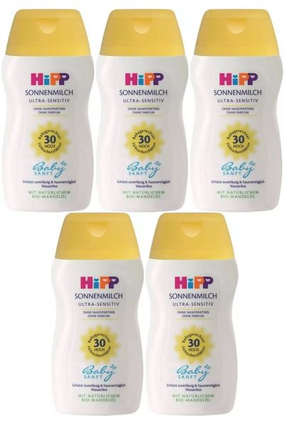 Hipp Babysanft Sun Cream - Sonnen Gesıchtscreme for Face 30 Factor Ultra Sensitive 50ml (Set of 5)
