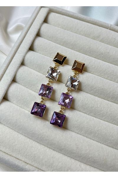 Orvix Accessories الأرجواني الملونة تشويه شنقا خمر المرأة الصيف الأقراط مساء اللباس الأقراط هدية الأقراط