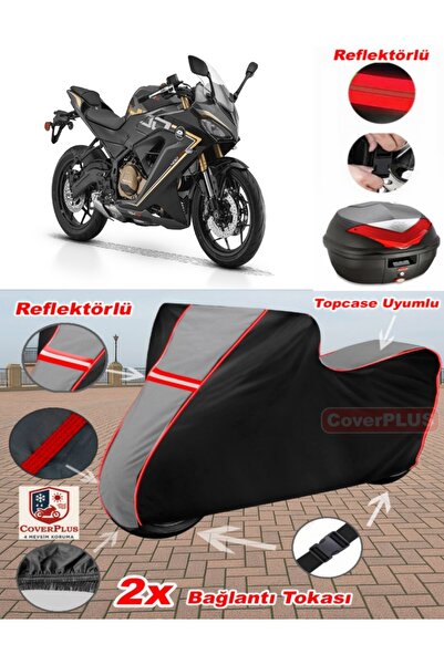CoverPlus Qj Srk400 Rr Tarpaulin Topcase Compatible Motorcycle Tarpaulin (Gre...