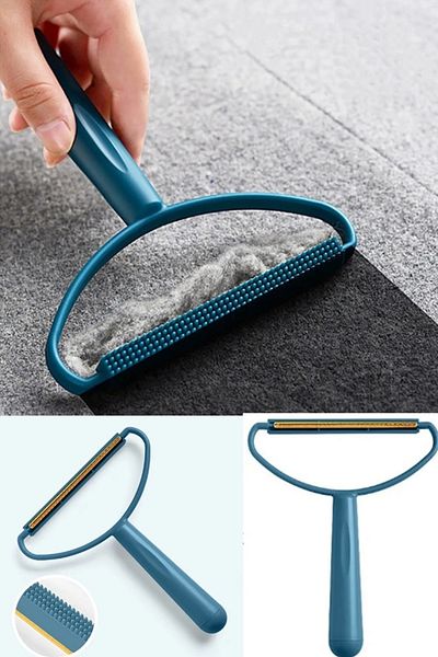 Lazy Paws Blue & Orange Double Sided - Cat Dog Hair Feather Cleaner Comb - Carpet Lint Dust Collector