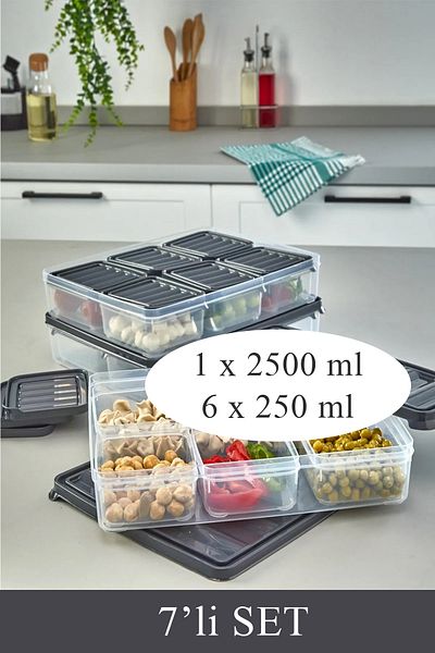 MİA HOME 7 Piece Leakproof Storage Container Breakfast and Freezer Storage Container Vacuum Set with Lid