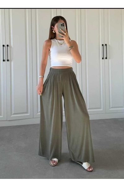 dshee woman Brand Model Pleated Modal Fabric Trousers