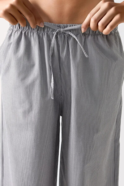 Hiccup Striped Cotton Trousers with Elastic Waist