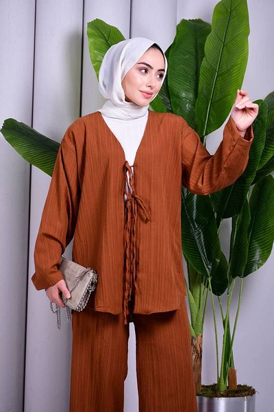 ZambakModa Kimono Set with Lacing Detailed Trousers