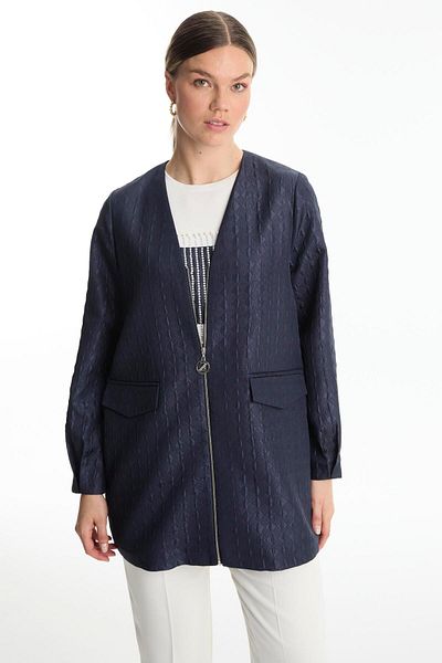 Zühre Patterned Navy Blue Inner Outer Double Set Tk-1569
