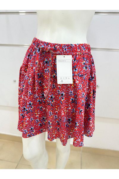Esterella Flounced Girls Shorts Skirt /Flounced Flower Pattern Skirt with Mini Shorts/ Mini Summer Shorts Skirt