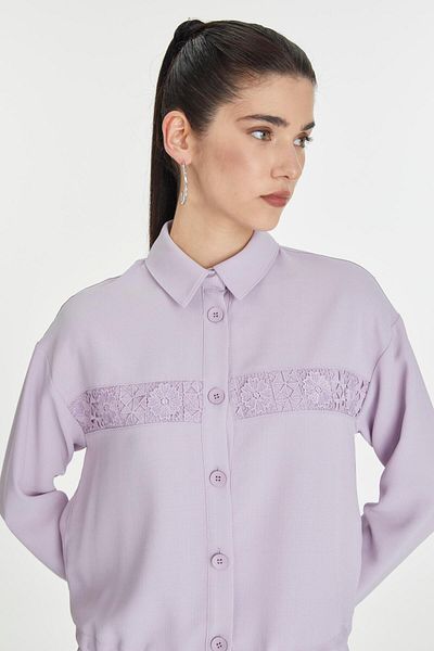 Zühre Lace Detailed Lavender Double Set Tk-1266