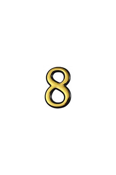 flores Plastic gate/apartment number, self-adhesive, gold, 100 mm, number 8