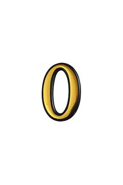 flores Plastic gate/apartment number, self-adhesive, gold, 100 mm, digit 0
