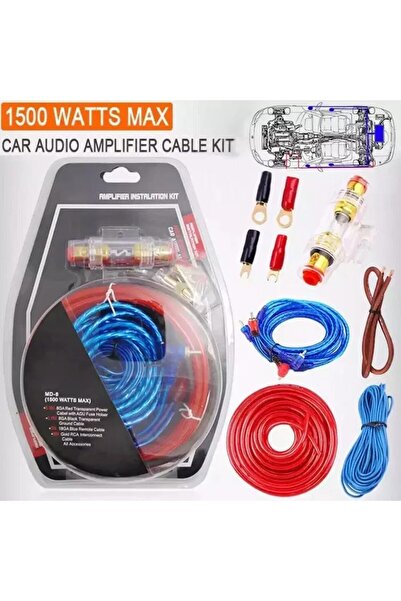 Fox Car Subwoofer Wiring Kit, 5M Cable Length, PVC and Metal, 1500W, Blue/Red
