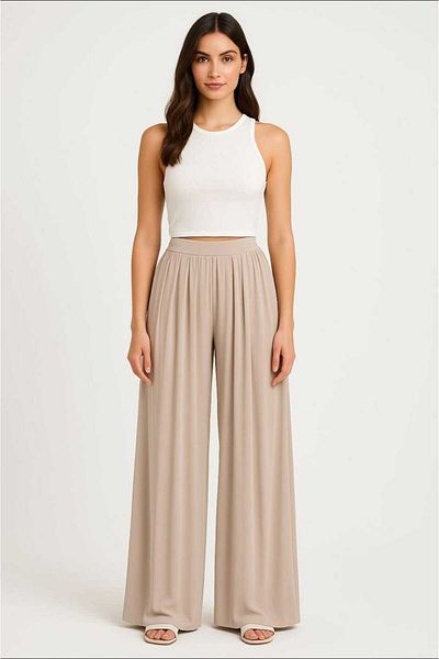dshee woman Brand Model Pleated Modal Fabric Trousers