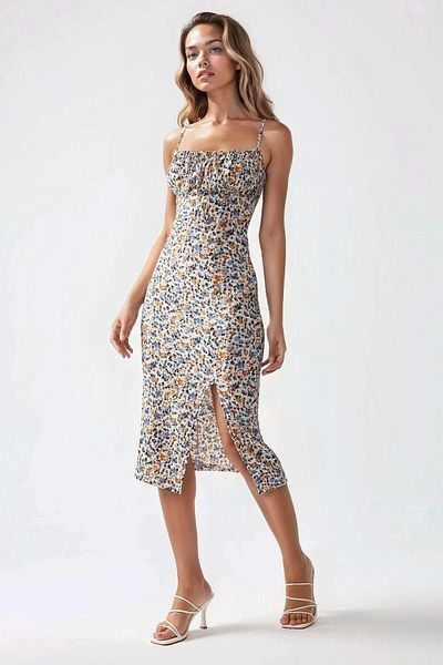 Hiccup Φόρεμα Bodycon Midi με λεπτομέρεια με λουλουδάτο σχέδιο