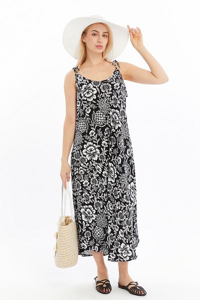 SOFT AKSESUAR Women's Floral Strap Dress