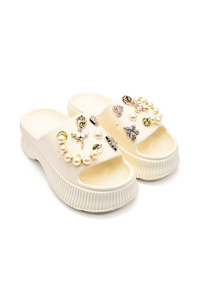 Tmall Women's Slippers, With Platform And Accessories, Foam, Pd1028, Beige