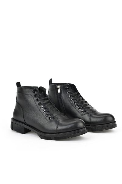 Ziya , Ανδρικές Γνήσιες Δερμάτινες Μπότες Shearling 153999Z001 Μαύρο