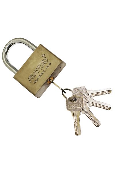 flores Stainless steel padlock with fingerprint key, 50 mm