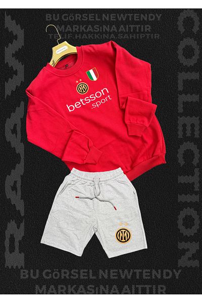 Minikelya Inter Logo Hooded Sweatshirt and Summer Shorts Set Men's Fan Sportswear Set 2-Piece Combination