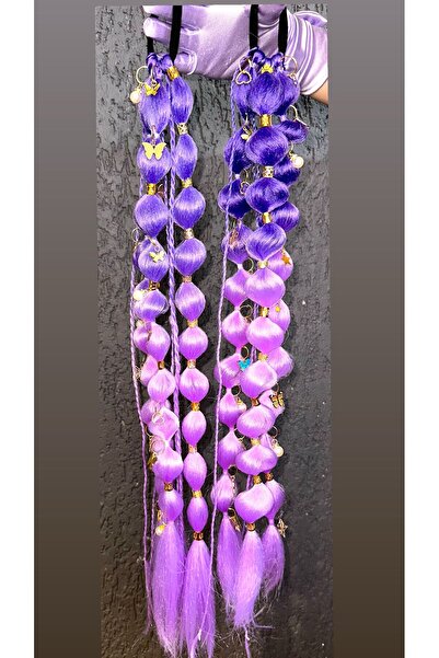 3b kids mor lila ikili tokalı prenses kuromi bubble saç ( aksesuarlı saç )