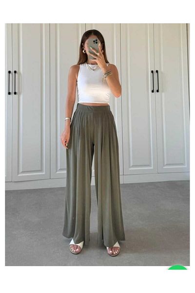 dshee woman Brand Model Pleated Modal Fabric Trousers