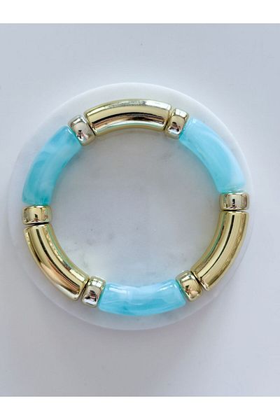 CHARMLUCKY Colorful Bone-Gold Elastic Bracelet