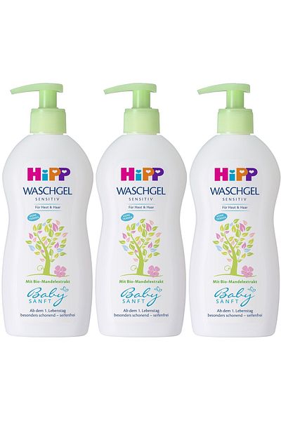 Hipp Babysanft Baby Hair and Body Bath Gel 400ml (Set of 3)