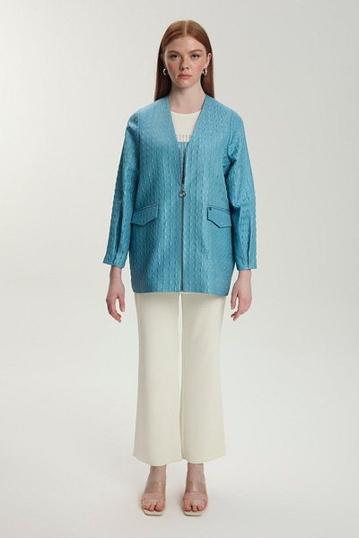 Zühre Jacquard Underwear Jacket Aqua Double Suit Tk-1569