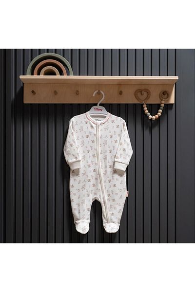 Tiffany Baby Girl Cute Cats Zippered Jumpsuit Ecru 34040