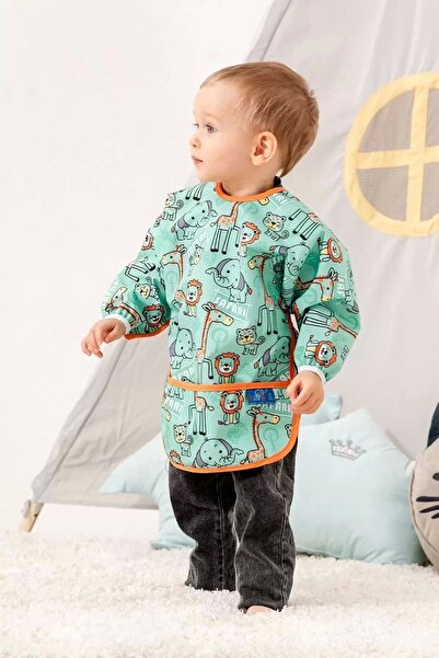 Babydonat مريلة للأنشطة والرضع مقاومة للسوائل للجنسين بنمط سفاري من عمر 6 إلى 24 شهرًا