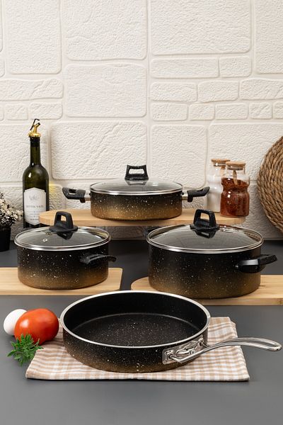 Protef Tierra 7-Piece Black Transition Cookware Set – the Choice Bringing Elegance and Functionality to Your Kitchen!