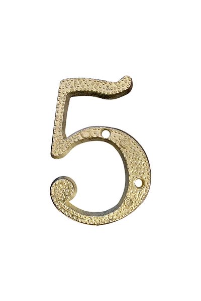 flores Metal door/gate number, gold, 43 mm, digit 5